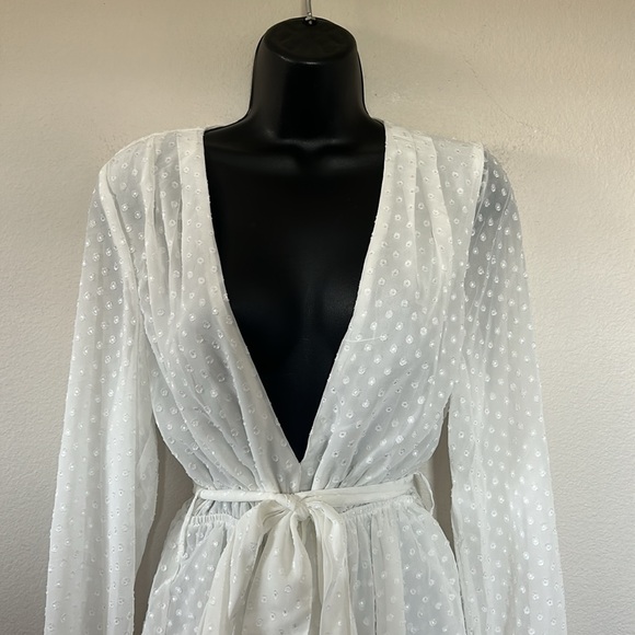 Lioness Legendary Lovers White Swiss Dot Long Sleeve
Deep V Tie Waist Dress - Picture 7 of 16